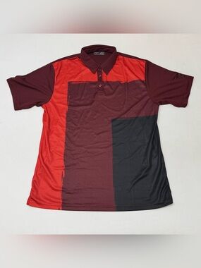 Callaway Golf Tour Performance Polo Shirt Black and Red Geometric Men's 2XL